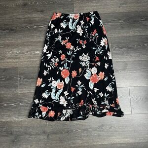 Y2K Romantic Fairy Floral Midi Skirt Sheer Lined‎ Ruffle Hem Medium Whimsigoth